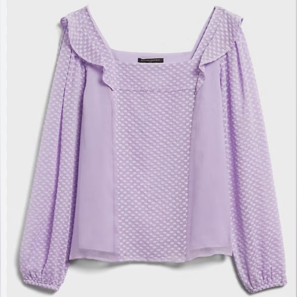 Banana Republic Lilac Square-Neck Peasant Top